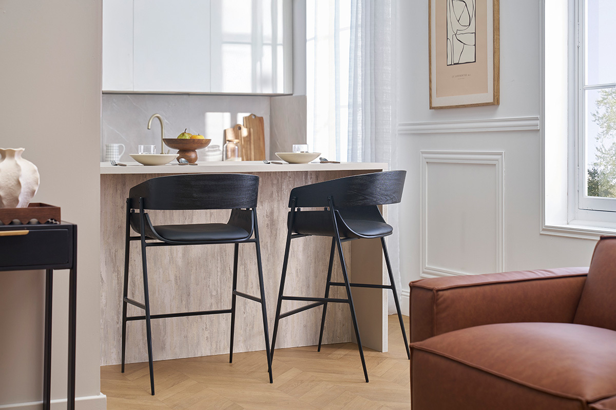 Schwarze Designer-Barhocker (2er Set) WESS