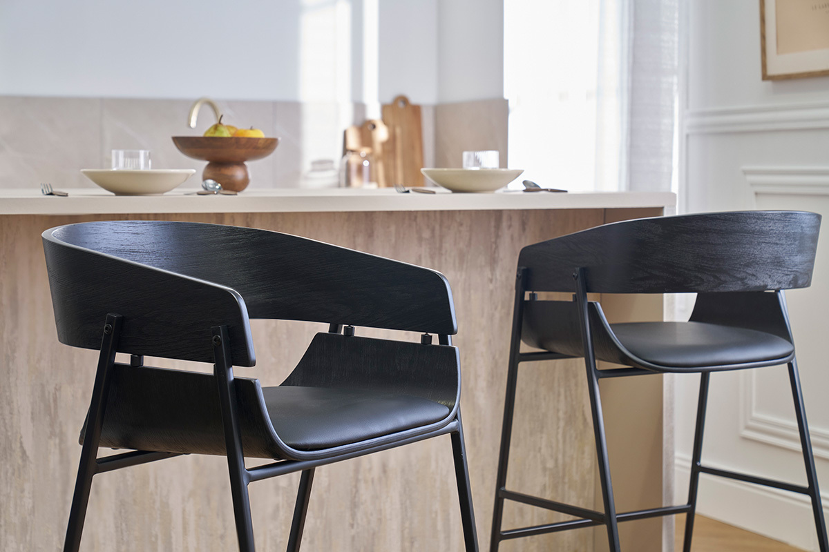 Schwarze Designer-Barhocker (2er Set) WESS