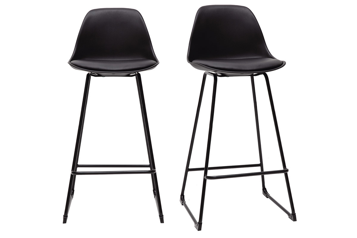 Schwarze Designer-Barhocker mit Metallbeinen (2er-Set) FRANZ