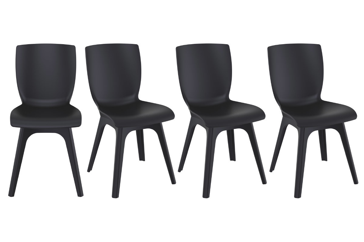 Schwarze Designer-Sthle fr innen und auen (4er-Satz) SWAN