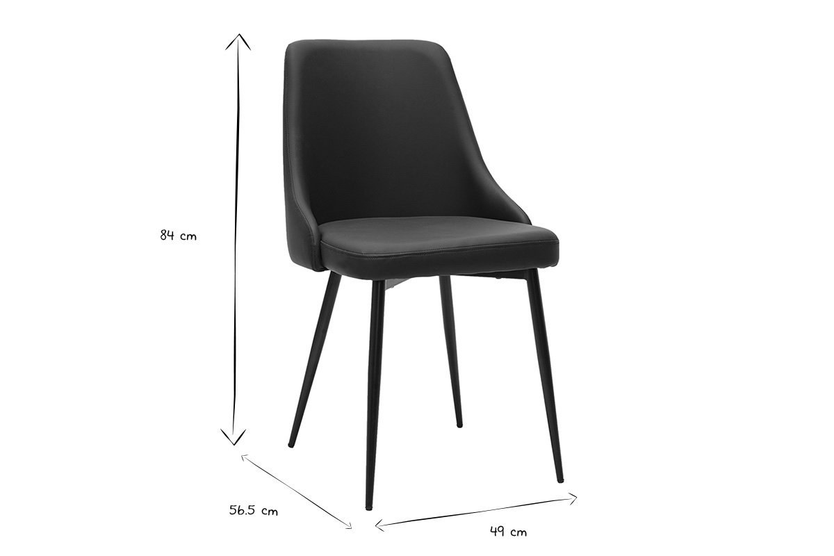 Ma�e der schwarzen Designst�hle CULT: 84 cm H�he, 56,5 cm Tiefe, 49 cm Breite in Schwarz und Wei�.