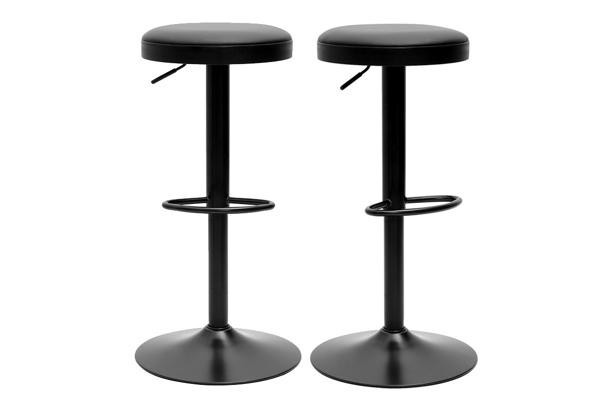 Schwarze hhenverstellbare Barhocker (Set von 2) BYRON