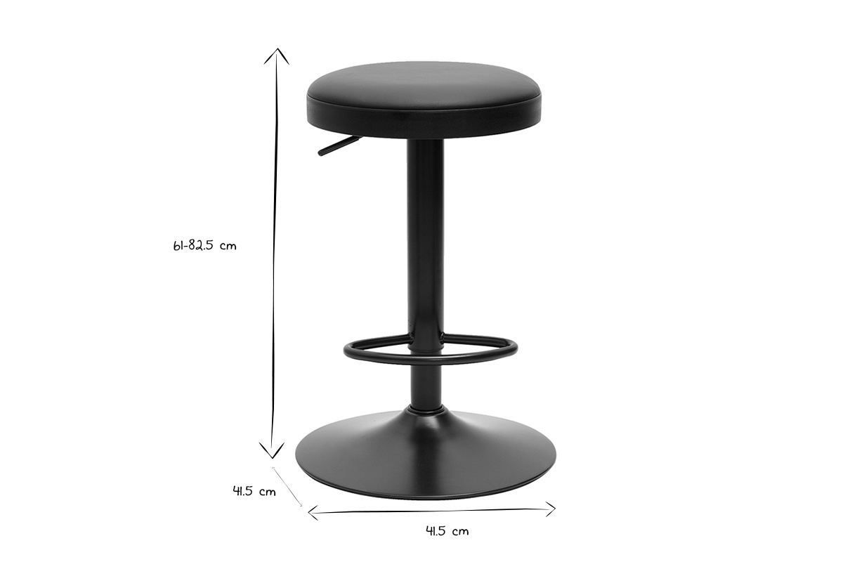 Schwarze hhenverstellbare Barhocker (Set von 2) BYRON