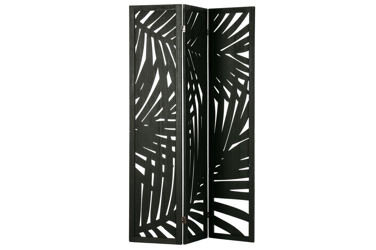 Schwarze Holzwand mit Pflanzenmotiven H170 cm HILO