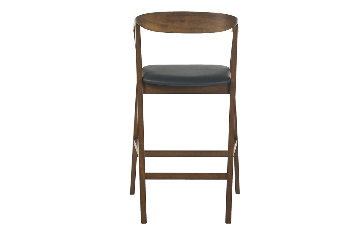 Skandinavischer Barhocker in Schwarz und dunklem Holz, R�ckansicht, H66,5 cm.