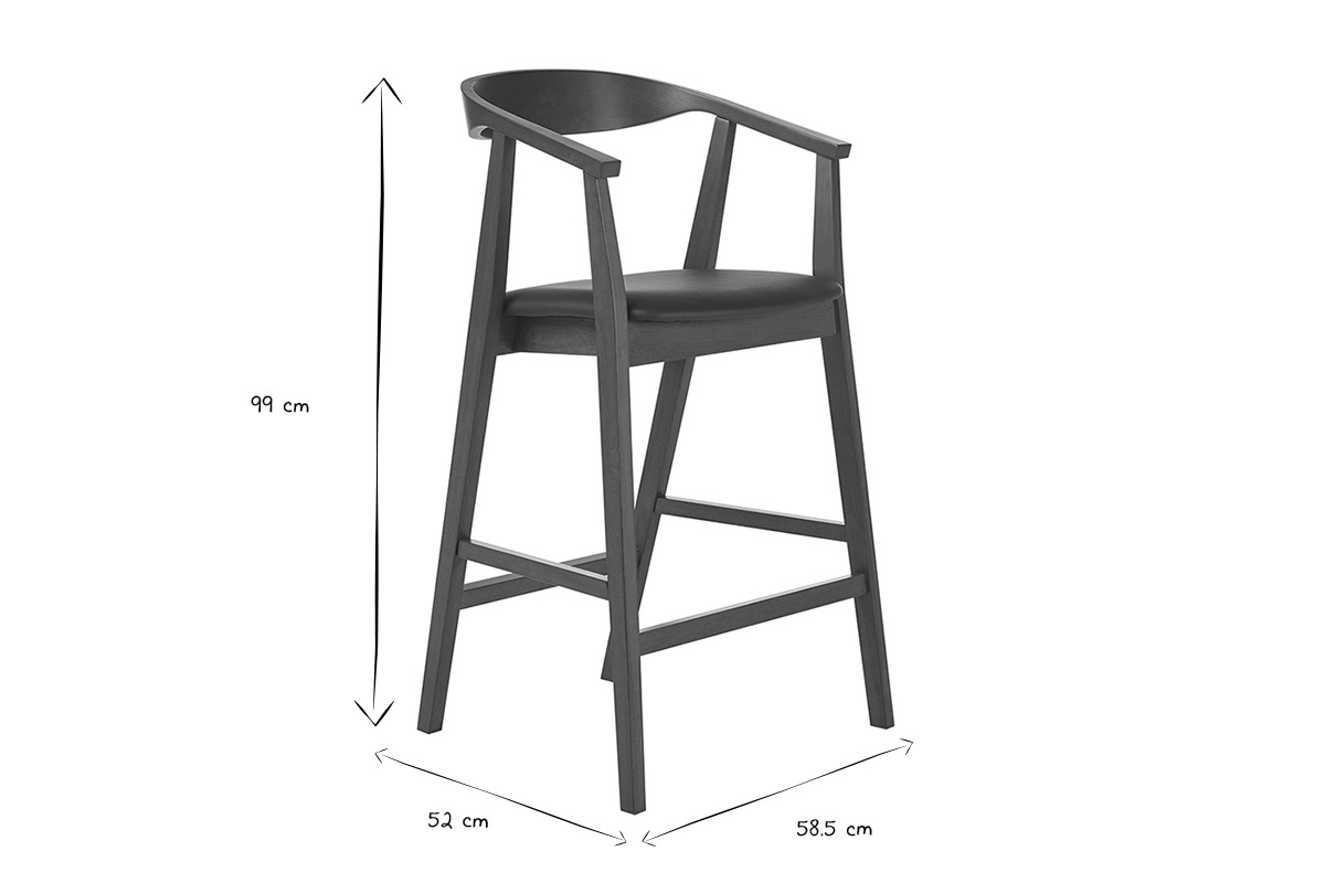Ma�e der Barhocker BAHIA: H99 cm, T52 cm, B58,5 cm in Schwarz und Wei�.