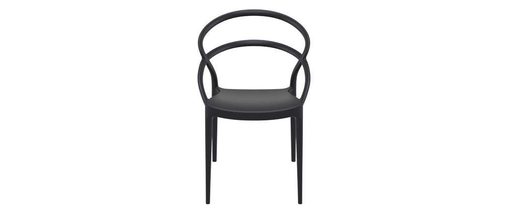 Schwarze Stapel-Designer-Stühle für innen und außen (4er-Satz) COLIBRI