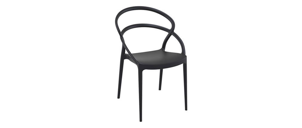 Schwarze Stapel-Designer-Stühle für innen und außen (4er-Satz) COLIBRI