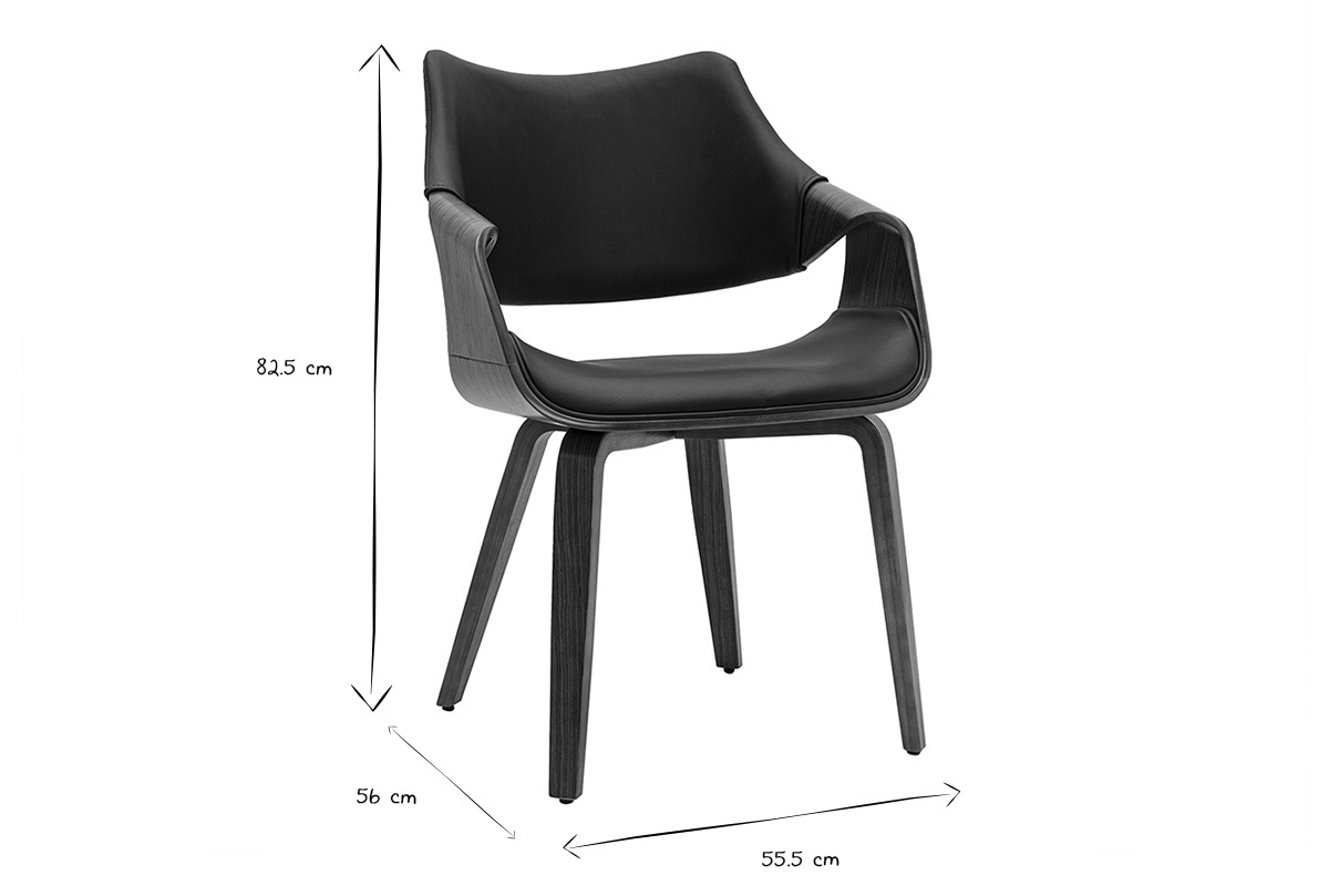 Abmessungen der SEVAN-St�hle: B55,5 x T56 x H82,5 cm in Schwarz und Wei�