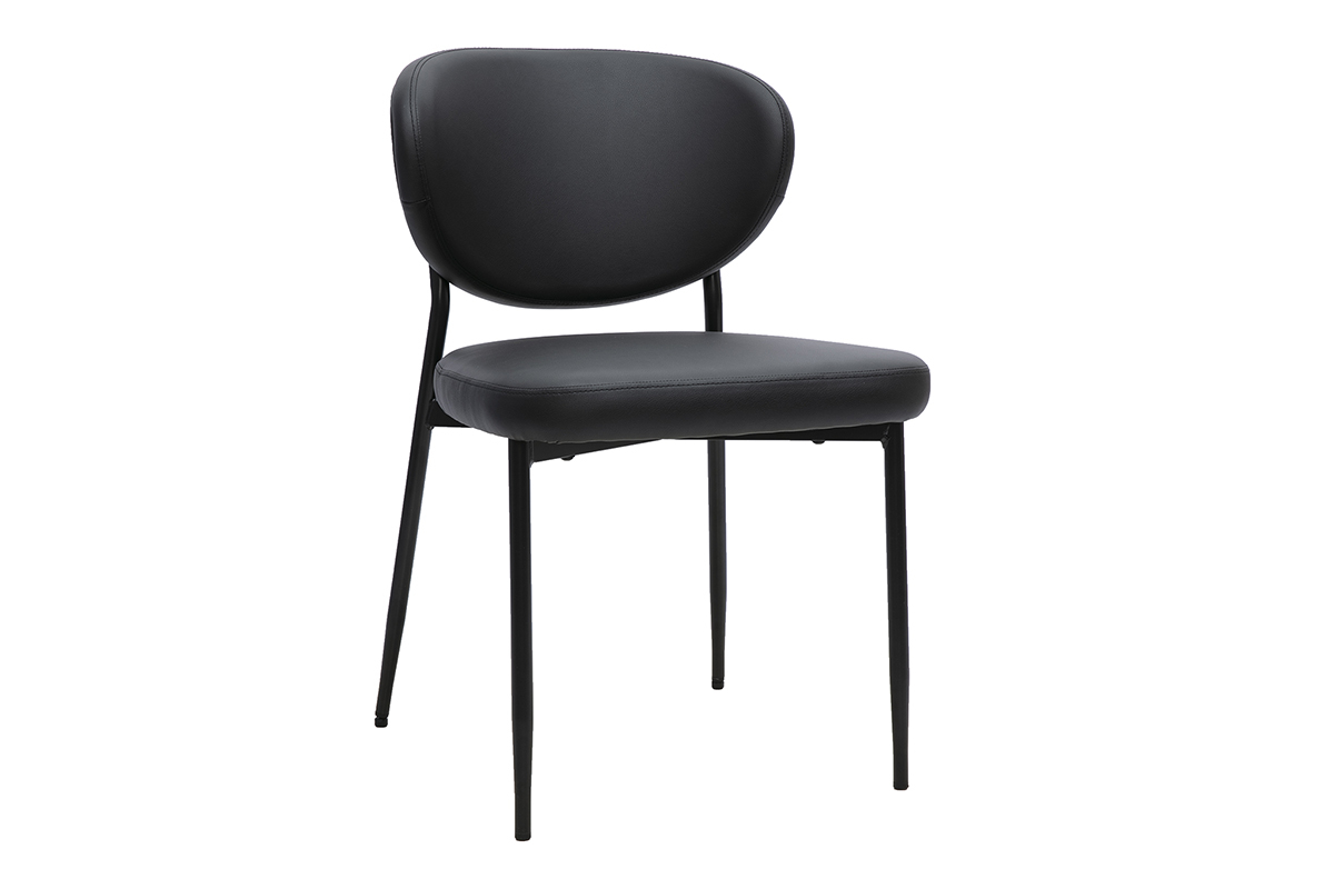 Schwarzer BREKA-Stuhl aus Metall, 3/4-Ansicht, modernes und komfortables Design