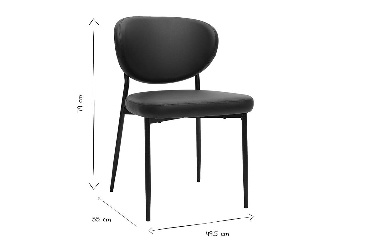 Abmessungen des Stuhls BREKA in Schwarz und Wei�: B49,5 x T55 x H79 cm