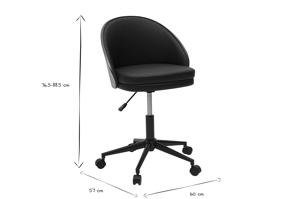 B�rostuhl TUCSON mit Abmessungen in Schwarz und Wei�, 76,5-88,5 cm H�he, 57x60 cm.