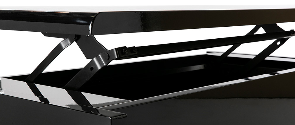 Schwarzer Design-Couchtisch LOLA, höhenverstellbar mit Stauraum