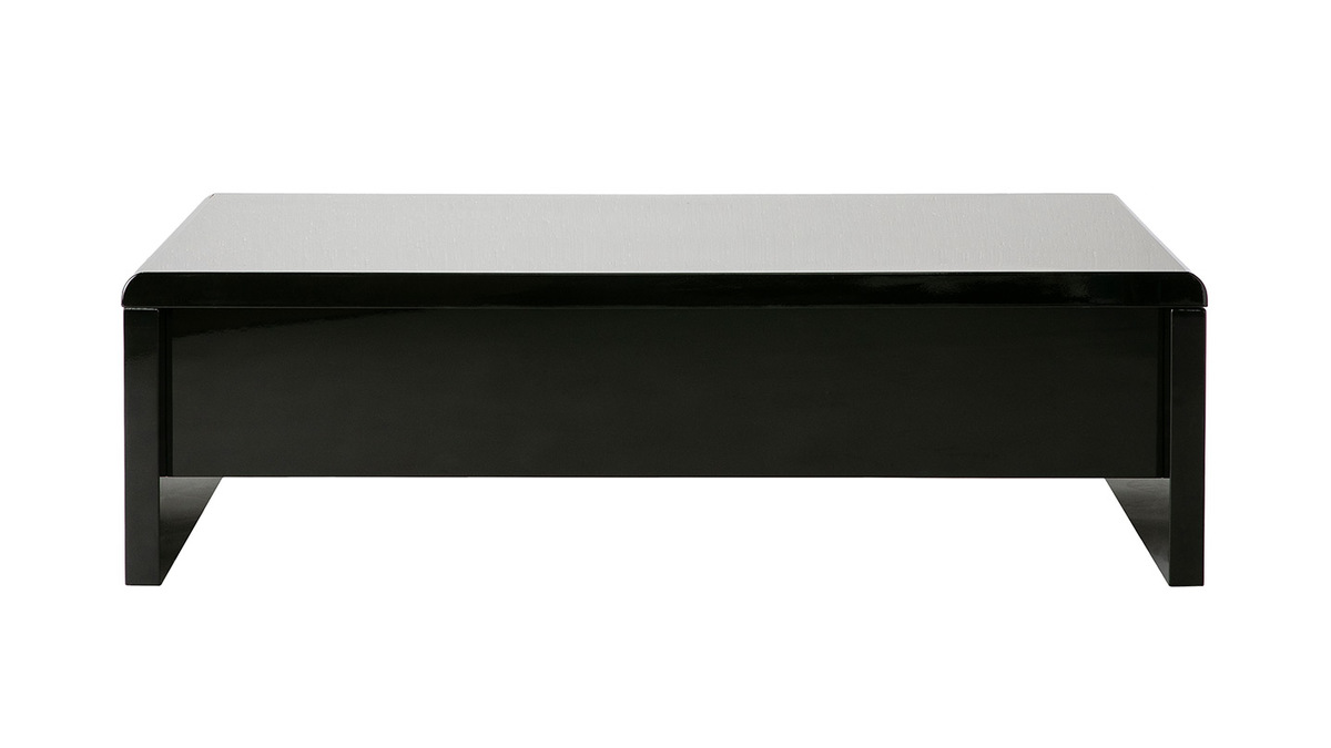 Schwarzer Design-Couchtisch LOLA, höhenverstellbar mit Stauraum