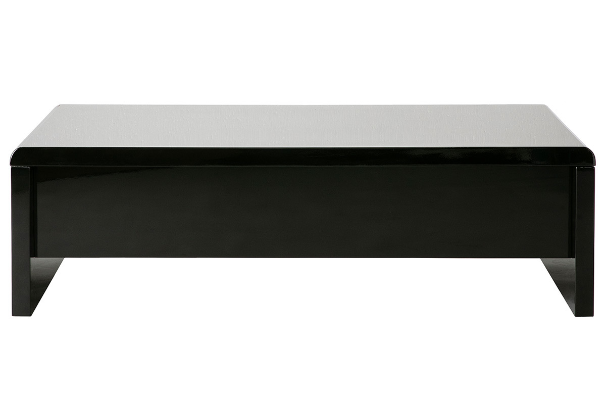 Schwarzer Design-Couchtisch LOLA, hhenverstellbar mit Stauraum