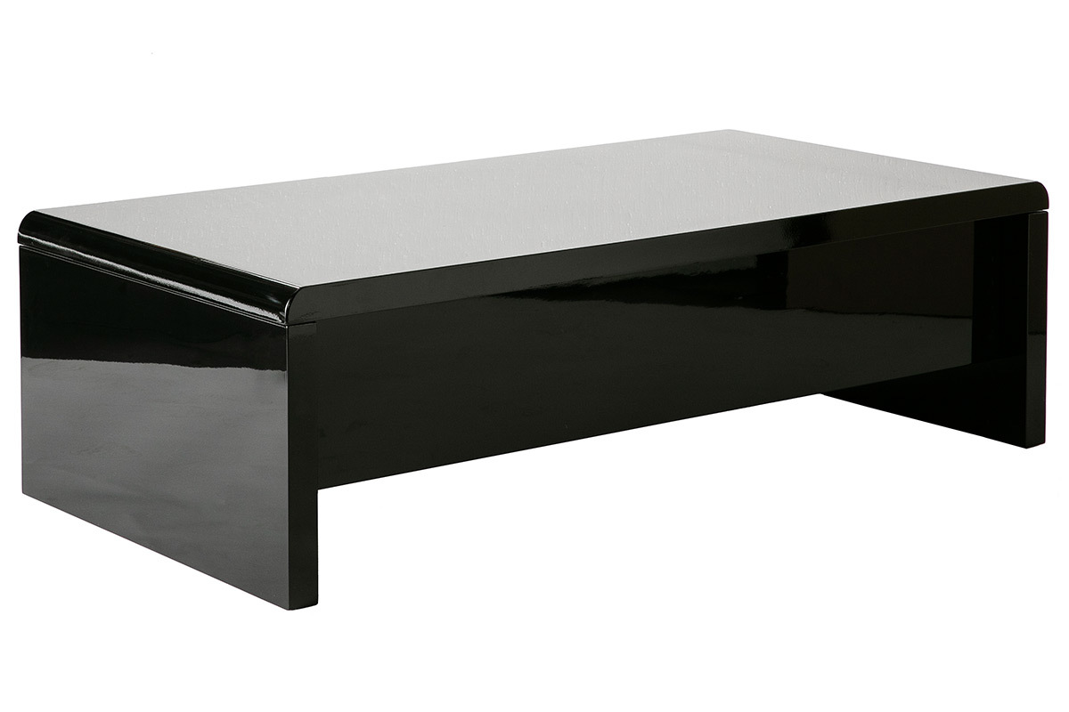 Schwarzer Design-Couchtisch LOLA, hhenverstellbar mit Stauraum