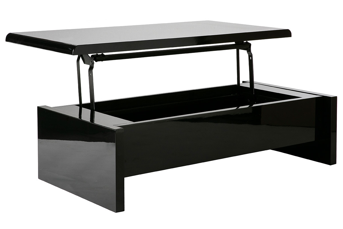 Schwarzer Design-Couchtisch LOLA, hhenverstellbar mit Stauraum
