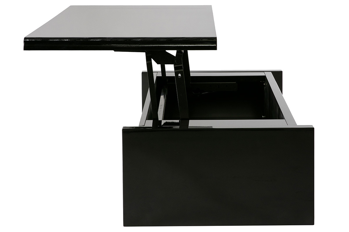 Schwarzer Design-Couchtisch LOLA, hhenverstellbar mit Stauraum