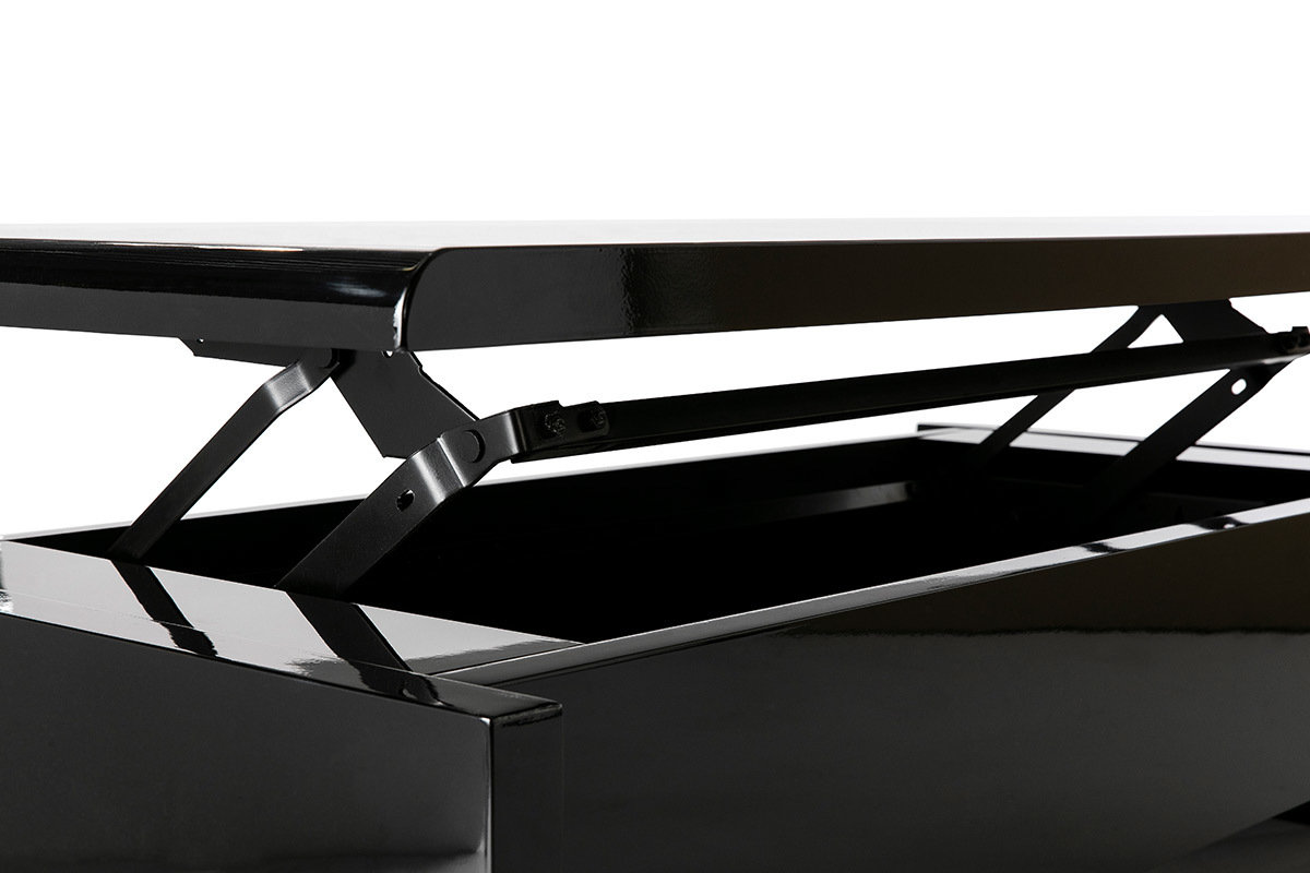 Schwarzer Design-Couchtisch LOLA, hhenverstellbar mit Stauraum