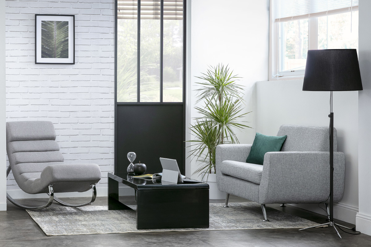 Schwarzer Design-Couchtisch LOLA, hhenverstellbar mit Stauraum