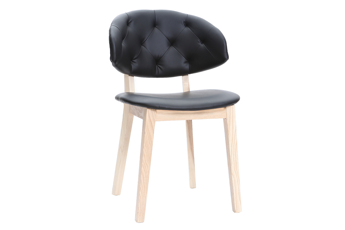 Schwarzer Kunstlederstuhl SOFFY