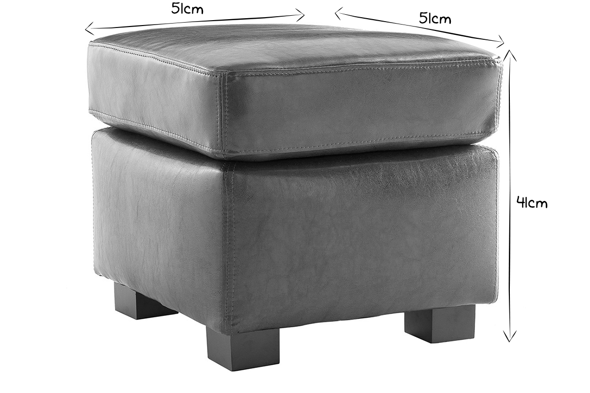 Schwarzer Sitzpuff/Fu�-St�tze Club - B�ffelleder