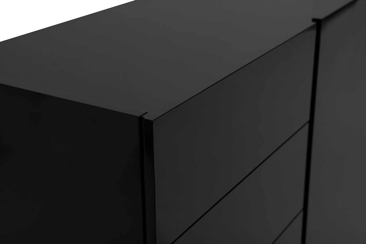 Schwarzes gl�nzendes ISAURE Buffet, vergr��erte Ansicht auf Schubladen.