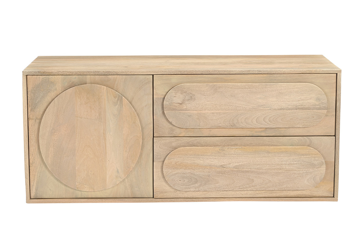 H�ngender Badezimmerschrank aus massivem Mangoholz, Vorderansicht, L120 cm