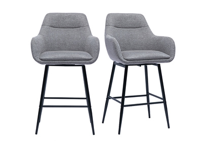 Schwenkbare Barhocker 360° in hellgrauem Samt-Effekt Stoff und Metall H65.5 cm (2er-Set) ALESS
