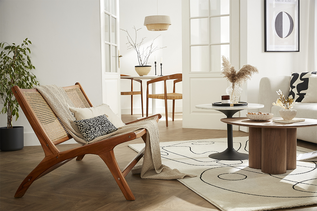 Sessel 2-Sitzer aus massivem Teakholz und natrlichem Rattan HAMMA