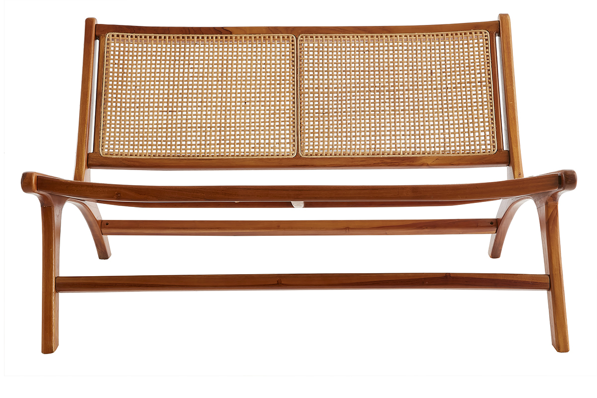 Sessel 2-Sitzer aus massivem Teakholz und natrlichem Rattan HAMMA