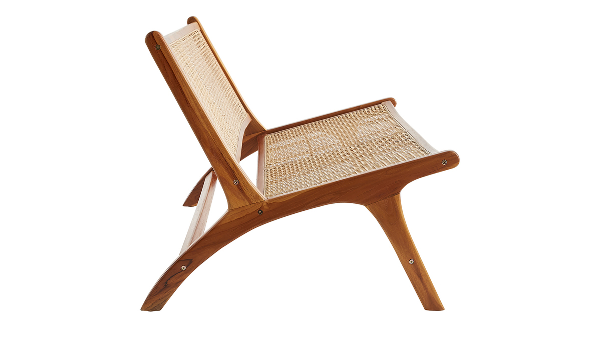 Sessel 2-Sitzer aus massivem Teakholz und natrlichem Rattan HAMMA