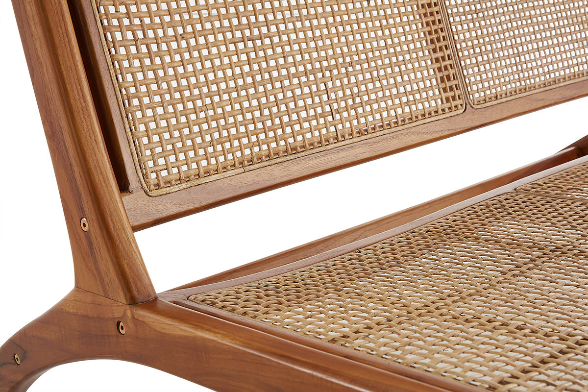 Sessel 2-Sitzer aus massivem Teakholz und natrlichem Rattan HAMMA