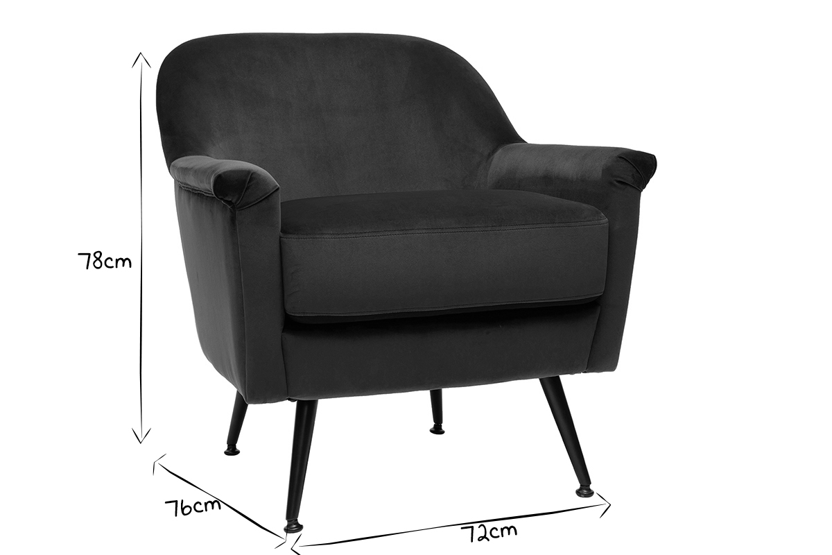 Sessel aus blauem Samt ADAM