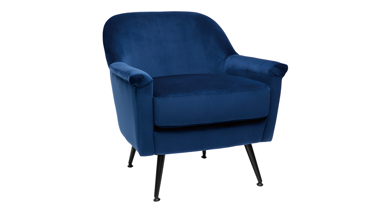 Sessel aus blauem Samt ADAM