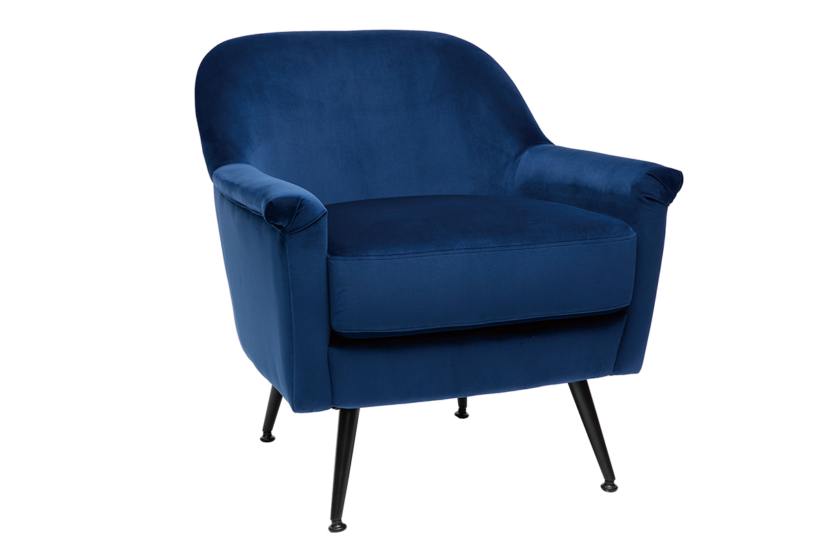 Sessel aus blauem Samt ADAM