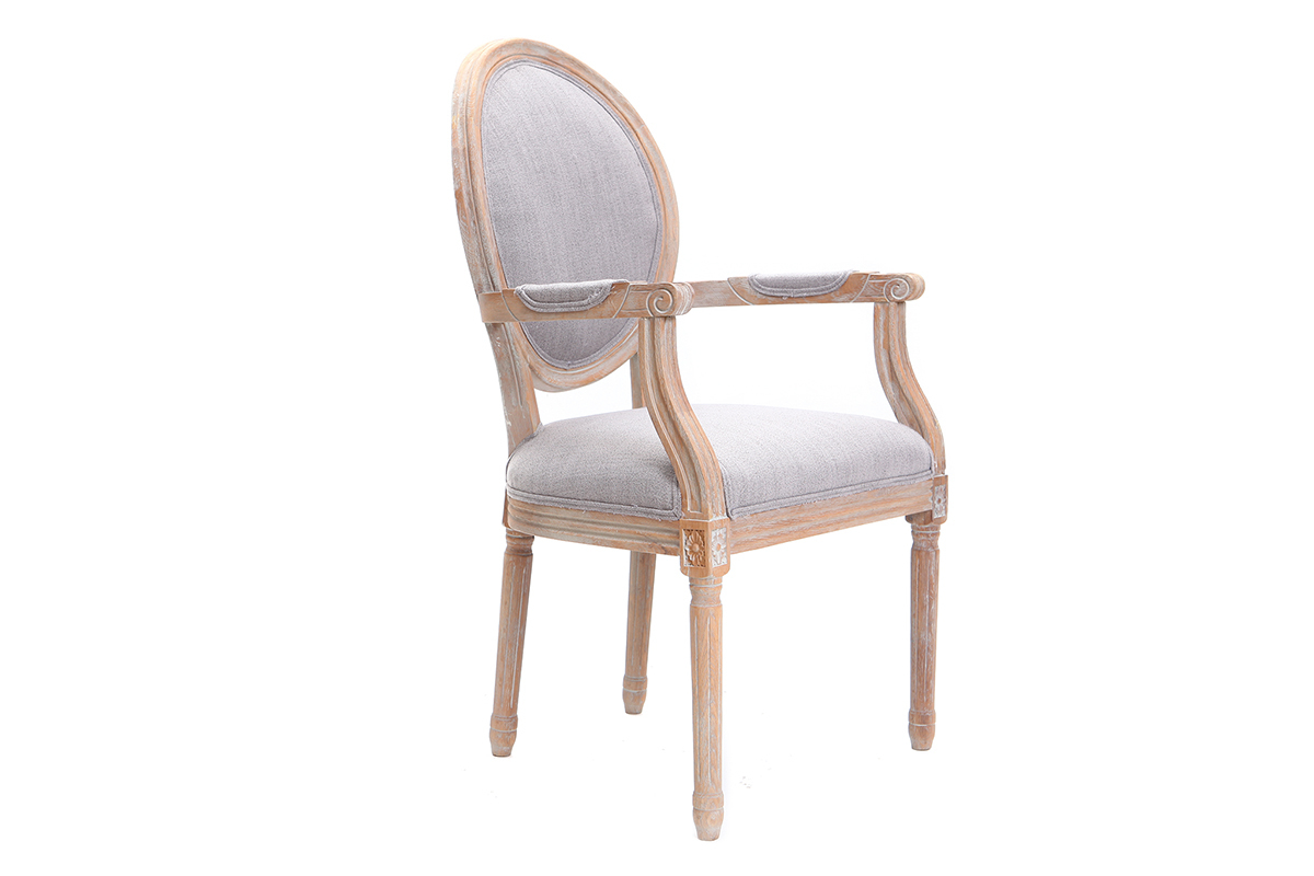 Sessel aus hellgrauem Stoff, Sesselbeine aus hellem Holz LEGEND