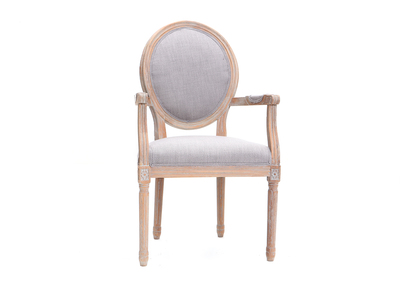 Sessel aus hellgrauem Stoff, Sesselbeine aus hellem Holz LEGEND