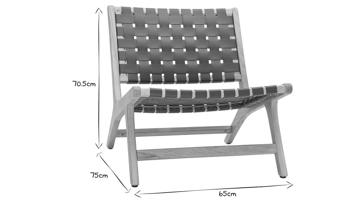 Sessel aus Holz mit geflochtenen Riemen in Braun BONDI