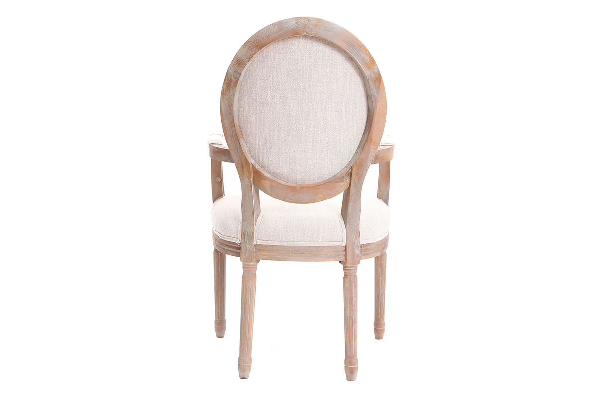 Sessel aus naturfarbenem Stoff und hellen Holzbeinen LEGEND