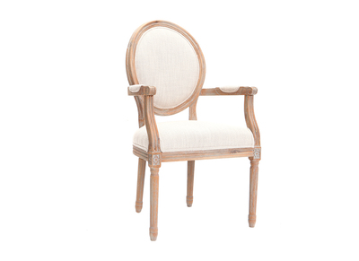 Sessel aus naturfarbenem Stoff und hellen Holzbeinen LEGEND