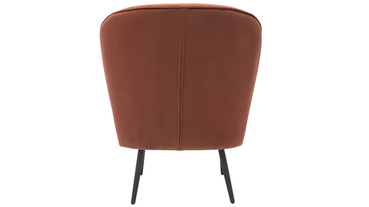 Sessel aus rostfarbenem Veloursstoff und schwarzem Metall AMANITA