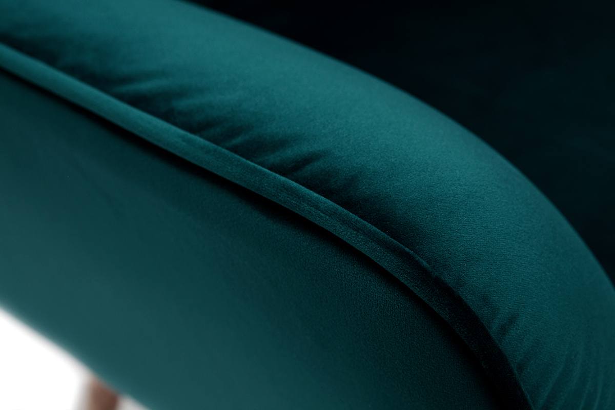 Sessel aus Samt petrolfarben mit Holzf��en AVERY