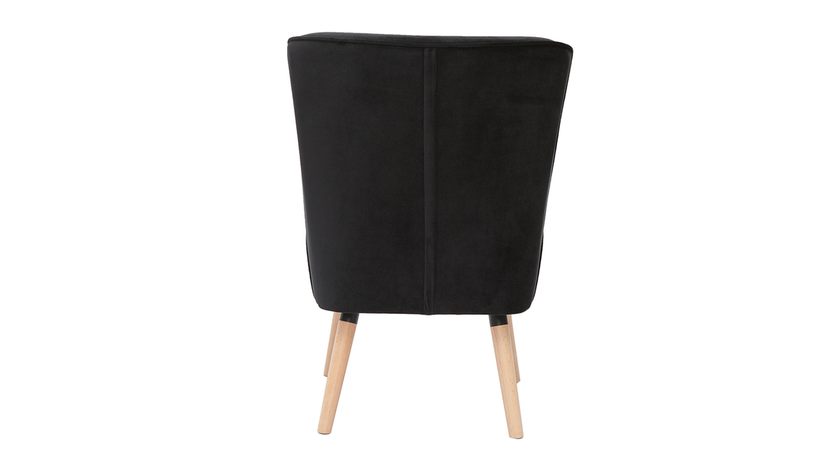 Sessel aus schwarzem Samtstoff und hellem Holz KAHLO