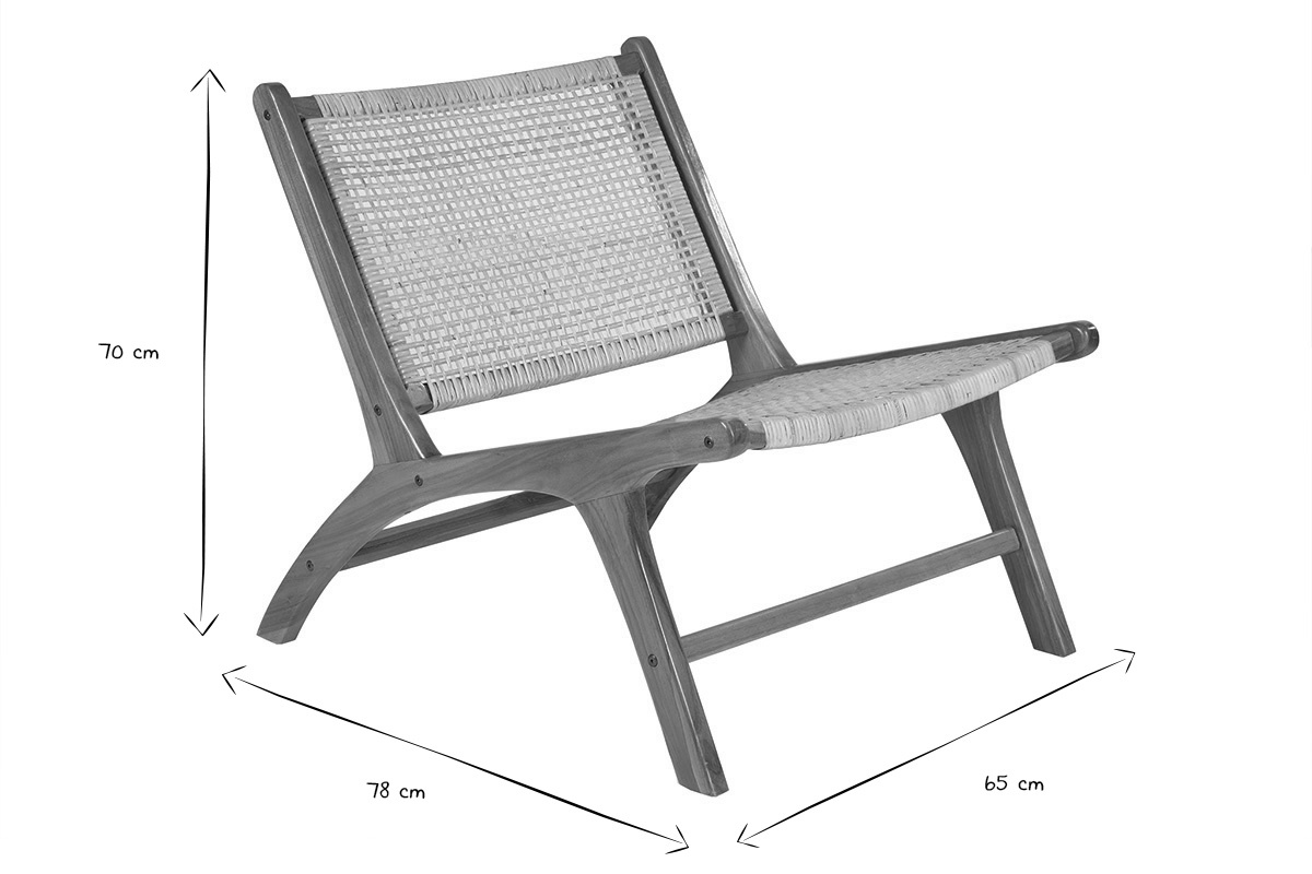Sessel aus Teakholz und naturfarbenem Rattan HAMMA
