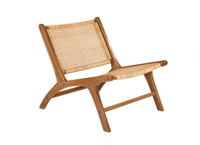Sessel aus Teakholz und naturfarbenem Rattan HAMMA