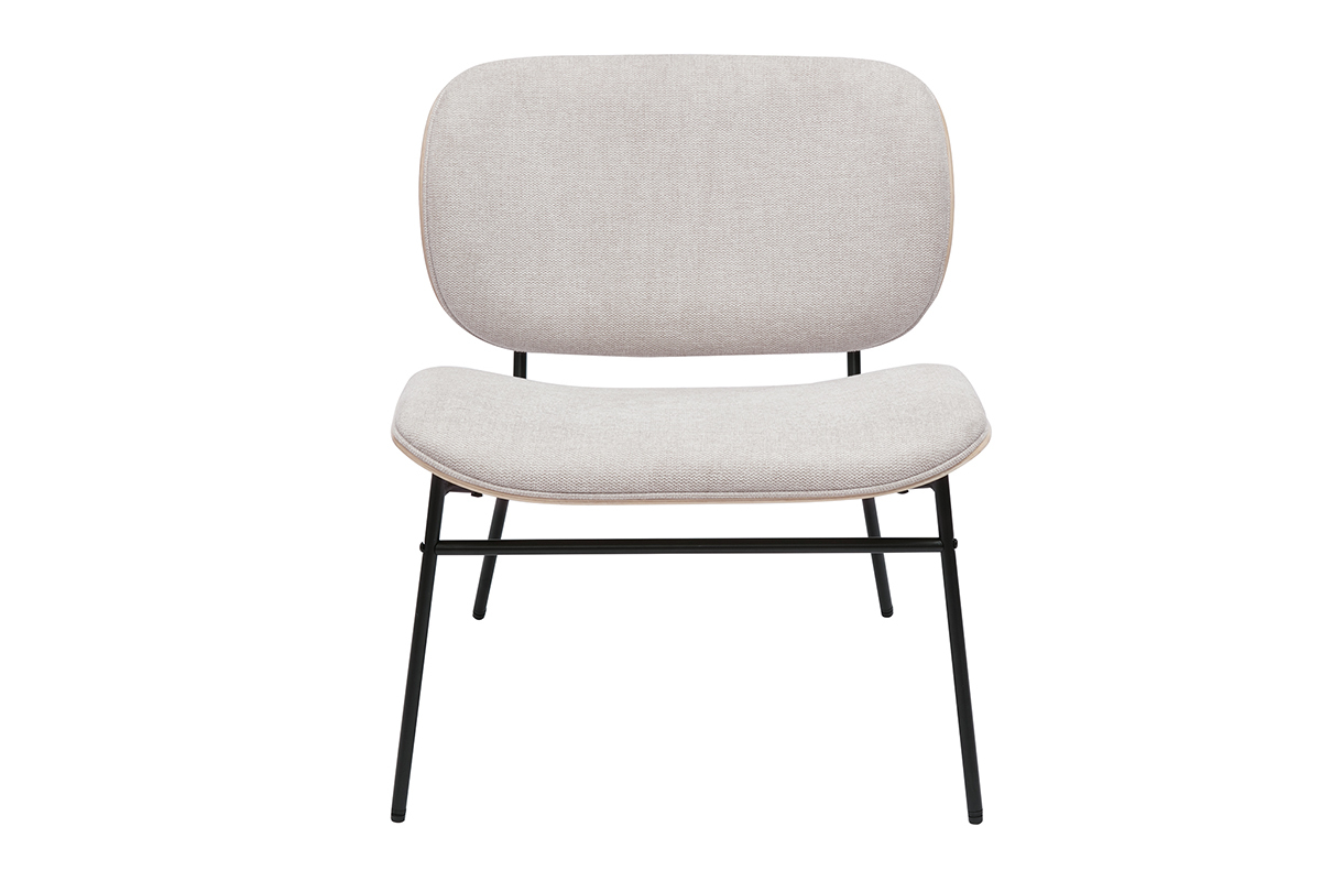 Sessel aus Textil mit strukturierter Samt-Optik in Beige und Schwarzem Metall SHELBY