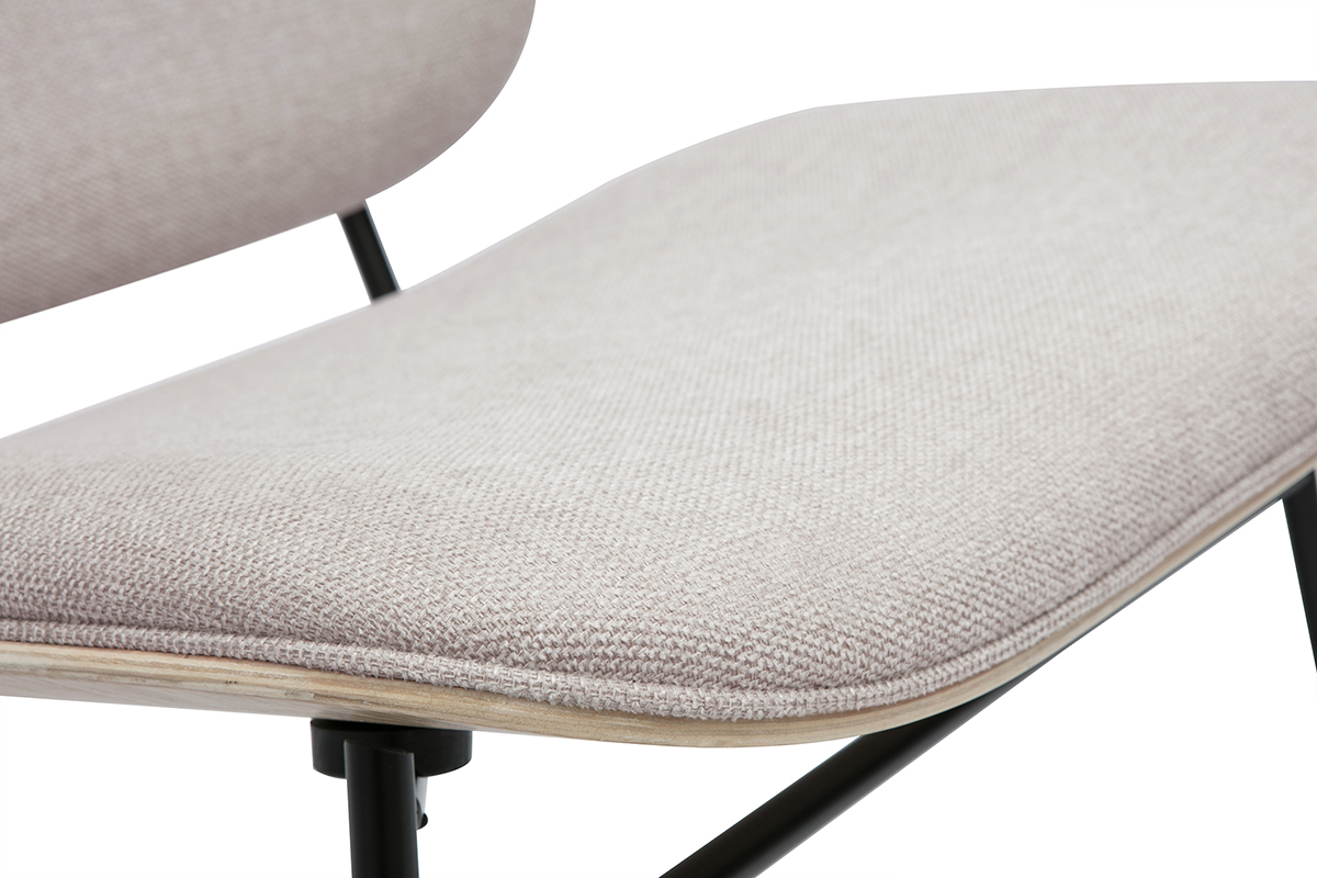 Sessel aus Textil mit strukturierter Samt-Optik in Beige und Schwarzem Metall SHELBY