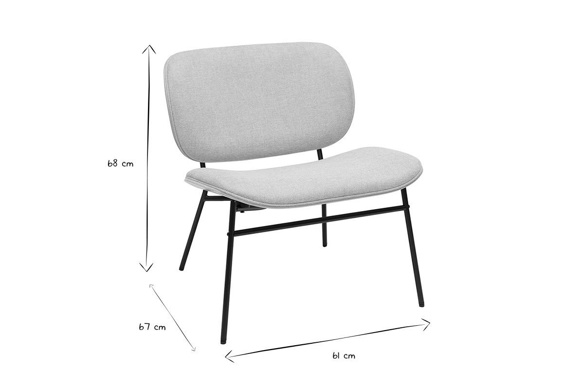 Sessel aus Textil mit strukturierter Samt-Optik in Beige und Schwarzem Metall SHELBY