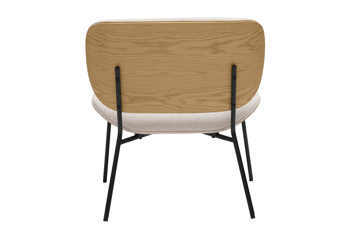 Sessel aus Textil mit strukturierter Samt-Optik in Beige und Schwarzem Metall SHELBY